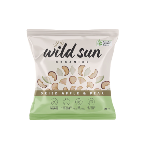 Wild Sun Organics Dried Apple & Pear 20g, No Added Sugar