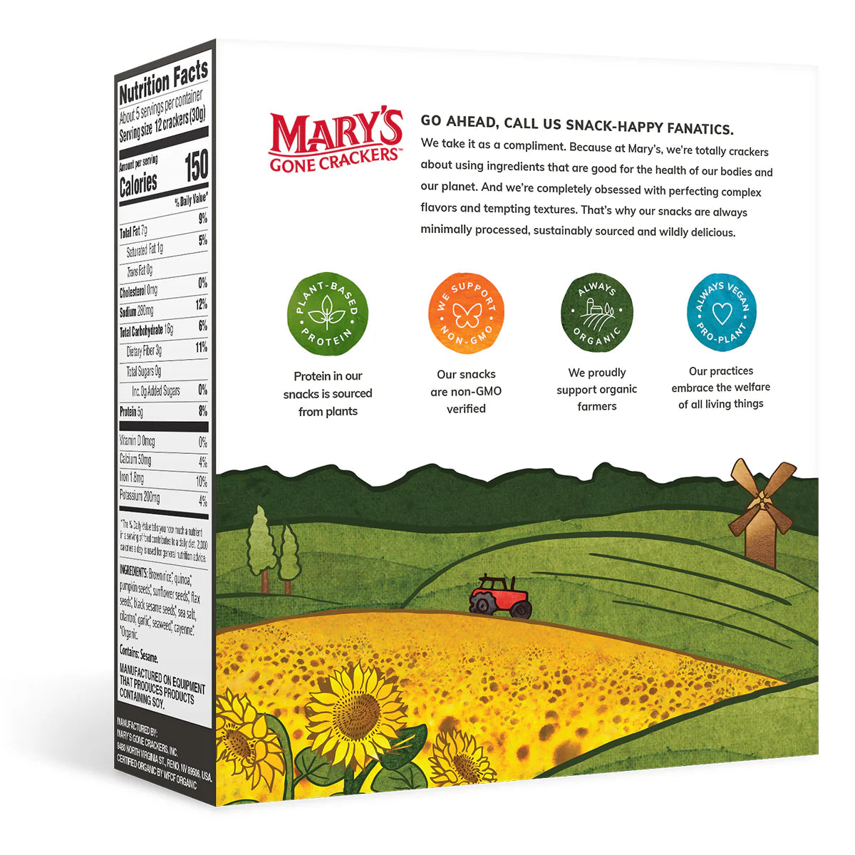 Mary's Gone Crackers Organic Crackers 156g, Super Seed Seaweed & Black Sesame Crackers
