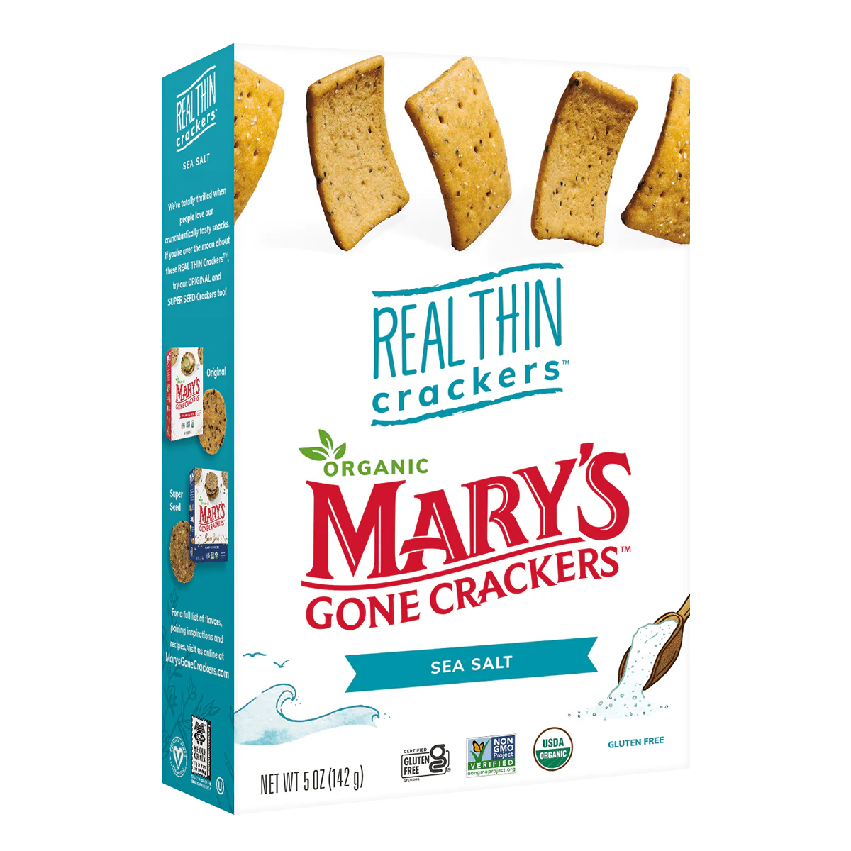 Mary's Gone Crackers Organic Real Thin Crackers 142g, Sea Salt Flavour