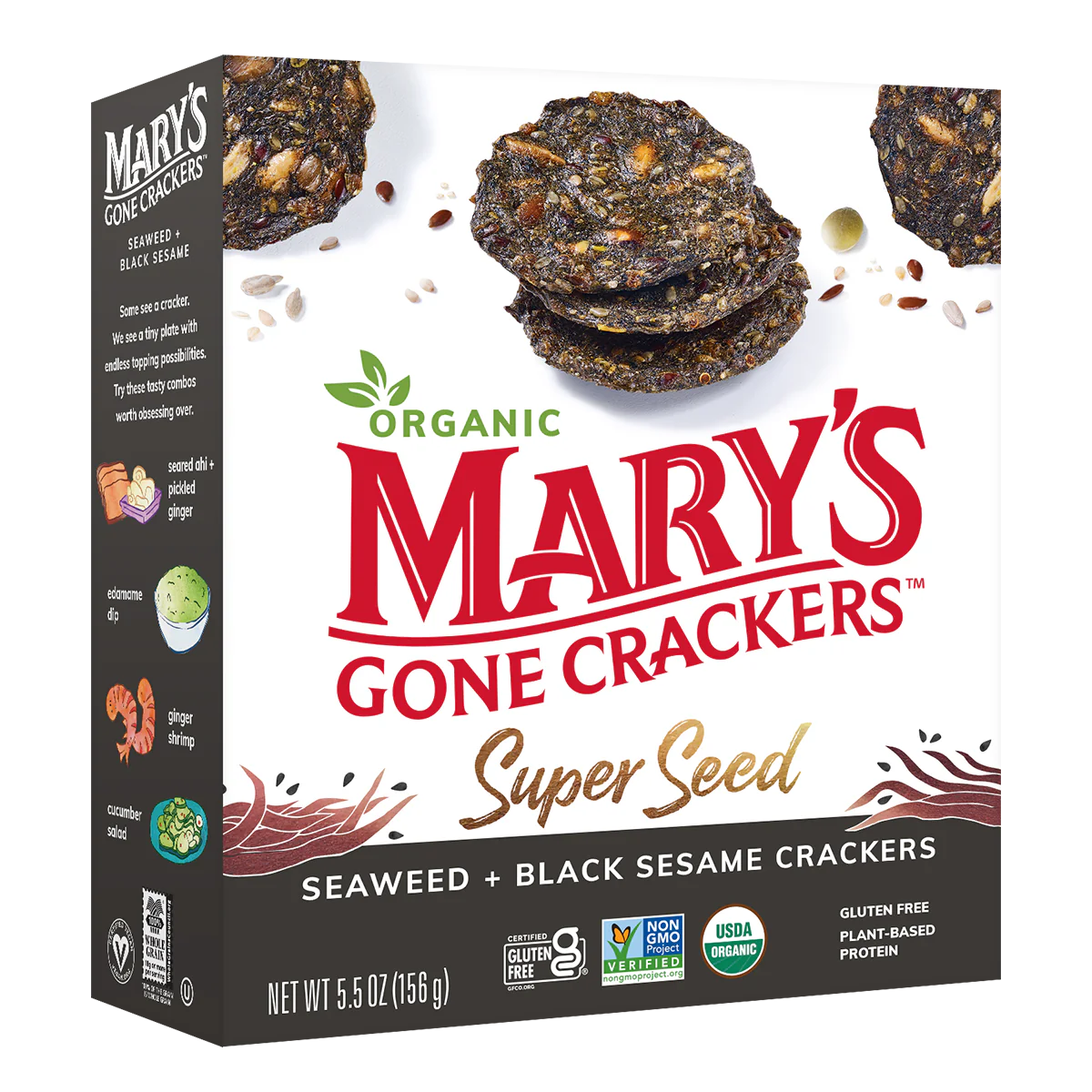 Mary's Gone Crackers Organic Crackers 156g, Super Seed Seaweed & Black Sesame Crackers