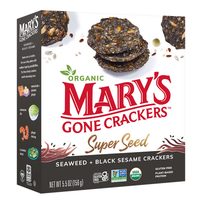 Mary's Gone Crackers Organic Crackers 156g, Super Seed Seaweed & Black Sesame Crackers