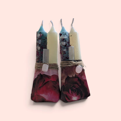 Soulforest Healing A Healing Heart Ritual Kit Beeswax Candle Kit with Rose Quartz, Emotional Healing