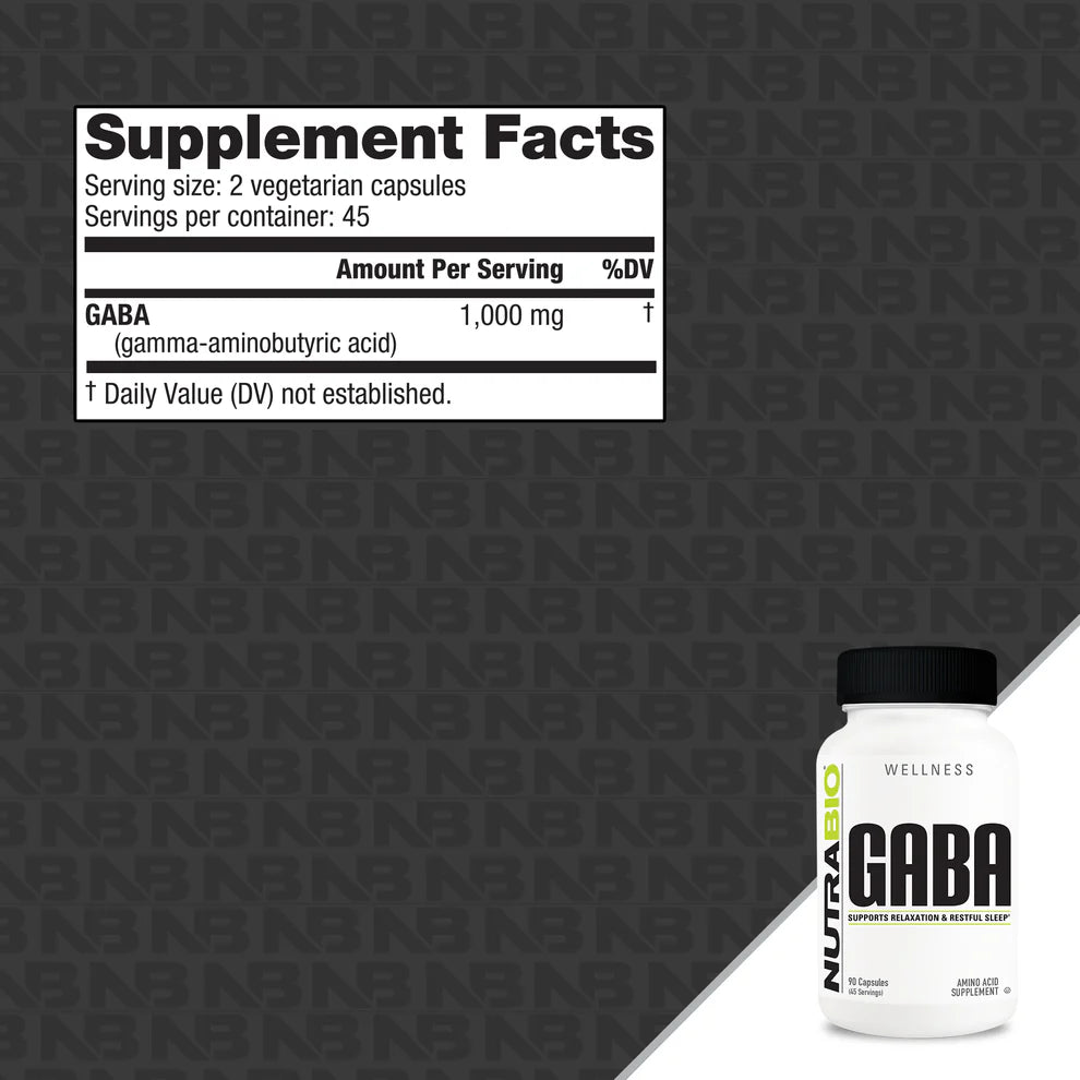 NutraBio Wellness Collection GABA 90 Capsules, Supports Relaxation & Restful Sleep