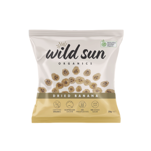 Wild Sun Organics Dried Banana 25g, No Added Sugar