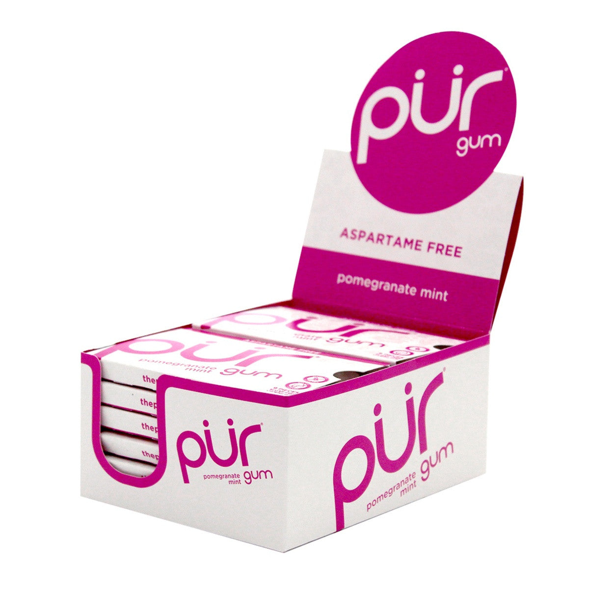 PUR Pomegranate Mint Gum {9 Pieces} Single Pack Or A Box Of 12, Aspartame Free & Gluten Free {Blister Pack}