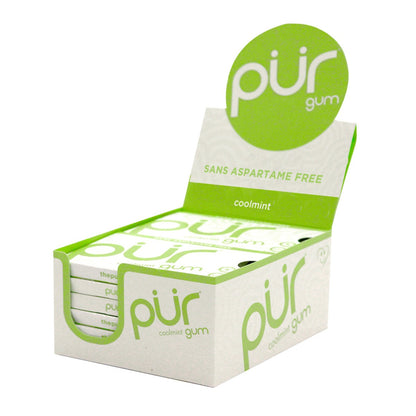 PUR Cool Mint Gum {9 Pieces} Single Pack Or A Box Of 12, Aspartame Free & Gluten Free {Blister Pack}