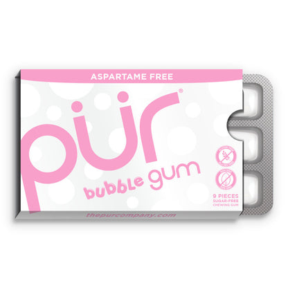 PUR Bubblegum Gum Single Pack {9 Pieces} Or A Box Of 12, Aspartame Free & Gluten Free {Blister Pack}