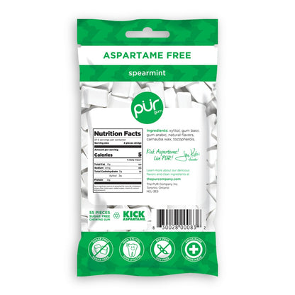 PUR Spearmint Gum Single Bag 77g Or A Box Of 12, Aspartame Free & Gluten Free {Resealable Bag}