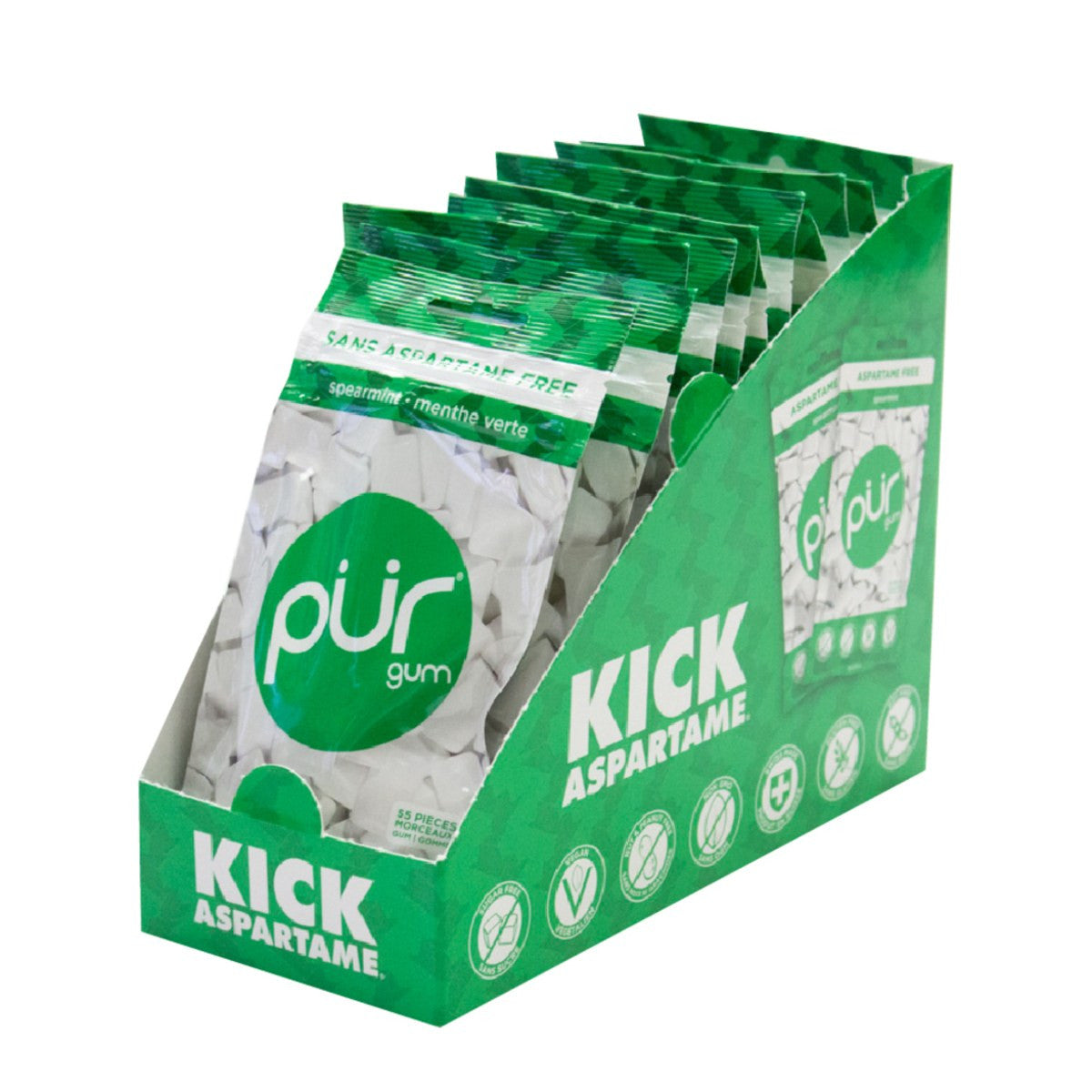 PUR Spearmint Gum Single Bag 77g Or A Box Of 12, Aspartame Free & Gluten Free {Resealable Bag}