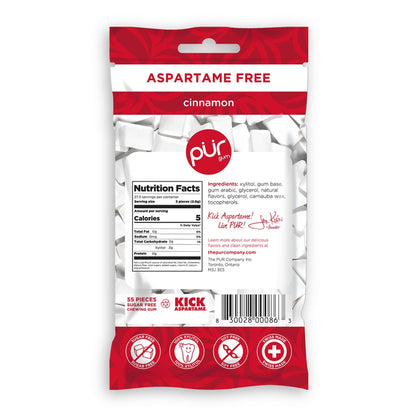 PUR Cinnamon Gum Single Bag 77g Or A Box Of 12, Aspartame Free & Gluten Free {Resealable Bag}