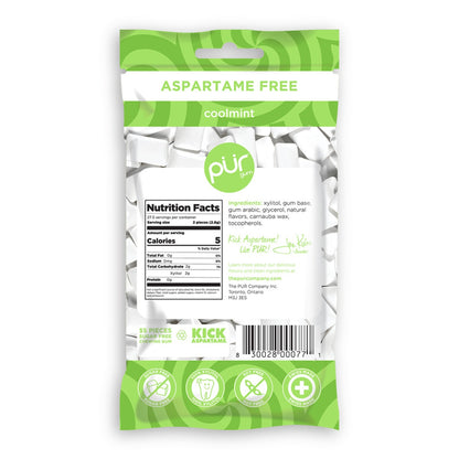 PUR Cool Mint Gum Single Bag 77g Or A Box Of 12, Aspartame Free & Gluten Free {Resealable Bag}