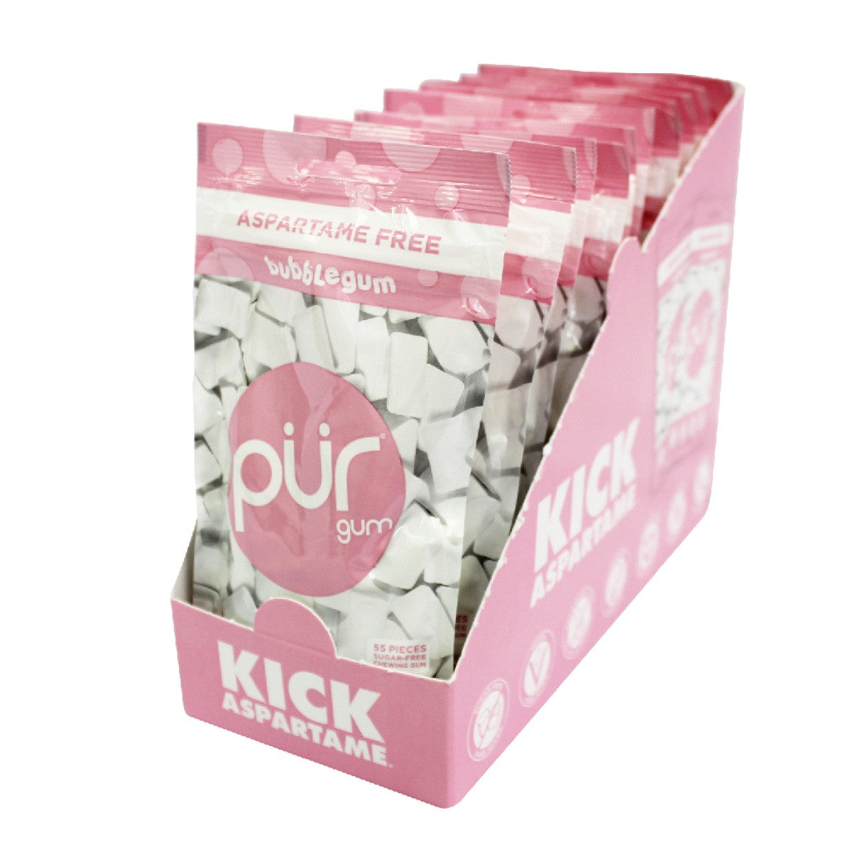 PUR Bubblegum Gum Single Bag 77g Or A Box Of 12, Aspartame Free & Gluten Free {Resealable Bag}