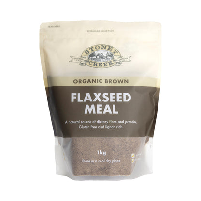 Stoney Creek Certified Organic Brown Flaxseed Meal 500g (Tin) Or 1Kg (Bag), Gluten Free & Lignan Free