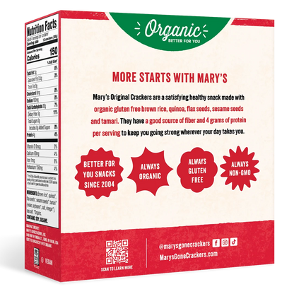 Mary's Gone Crackers Organic Crackers Original Flavour 113g, With Sesame Seeds & Brown Rice