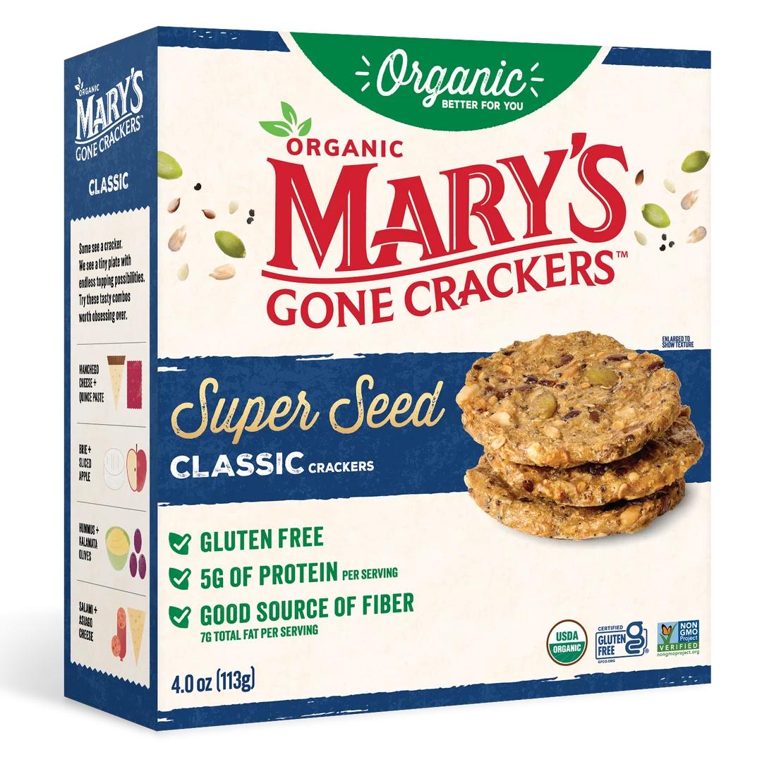 Mary's Gone Crackers Organic Crackers Super Seed Classic 113g, With Sunflower & Pumpkin Seeds