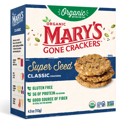 Mary's Gone Crackers Organic Crackers Super Seed Classic 113g, With Sunflower & Pumpkin Seeds