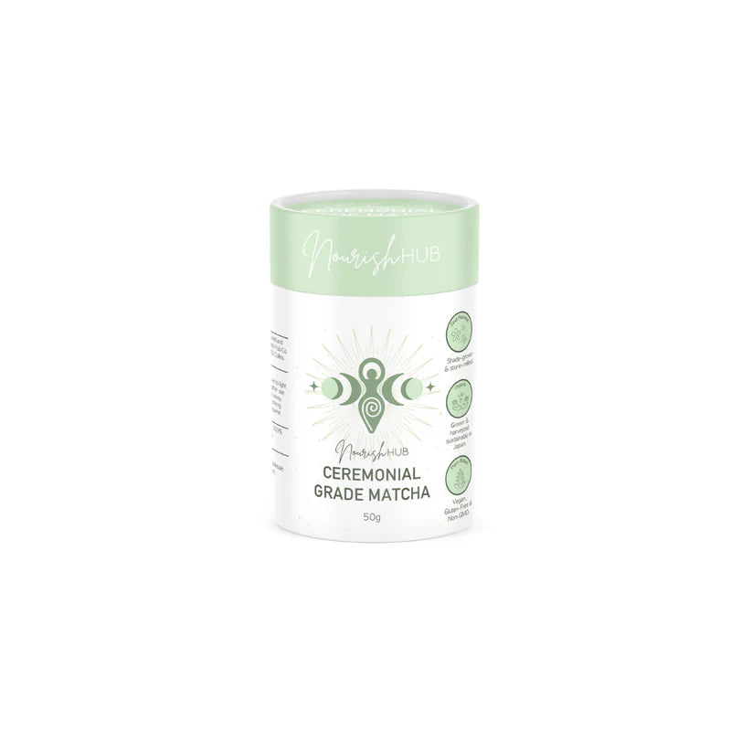 Nourish Hub Ceremonial Grade Matcha Powder 50g, Shade-Grown & Stone-Milled