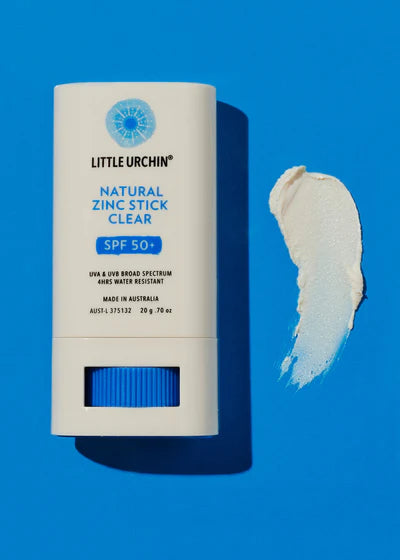 Little Urchin Natural Clear Zinc Stick Sunscreen SPF 50+ 20g, 4 Hours Water Resistant Ocean & Reef Friendly