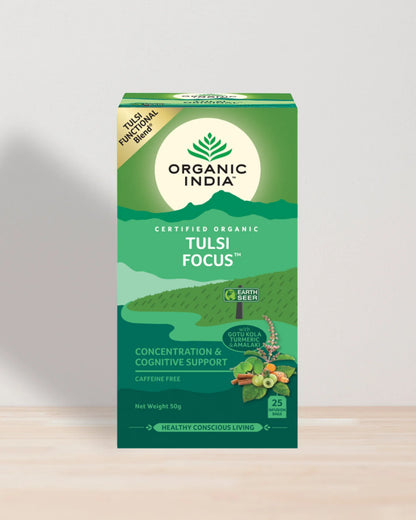 Organic India Tulsi Focus 25 Bag, Herbal Focus Ritual