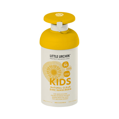 Little Urchin Natural Clear Zinc Kids Sunscreen SPF 50+ 100g Or 300g, 4 Hours Water Resistant