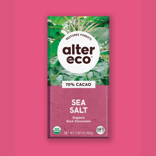 Alter Eco Chocolate 80g, Dark Sea Salt Flavour 70% Cacao, Certified Organic