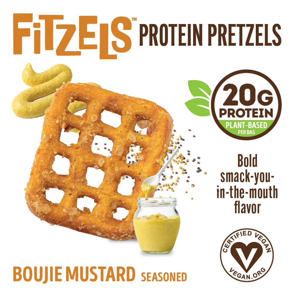 Lenny & Larry's Fitzels Protein Pretzels 85g, Boujie Mustard Flavour