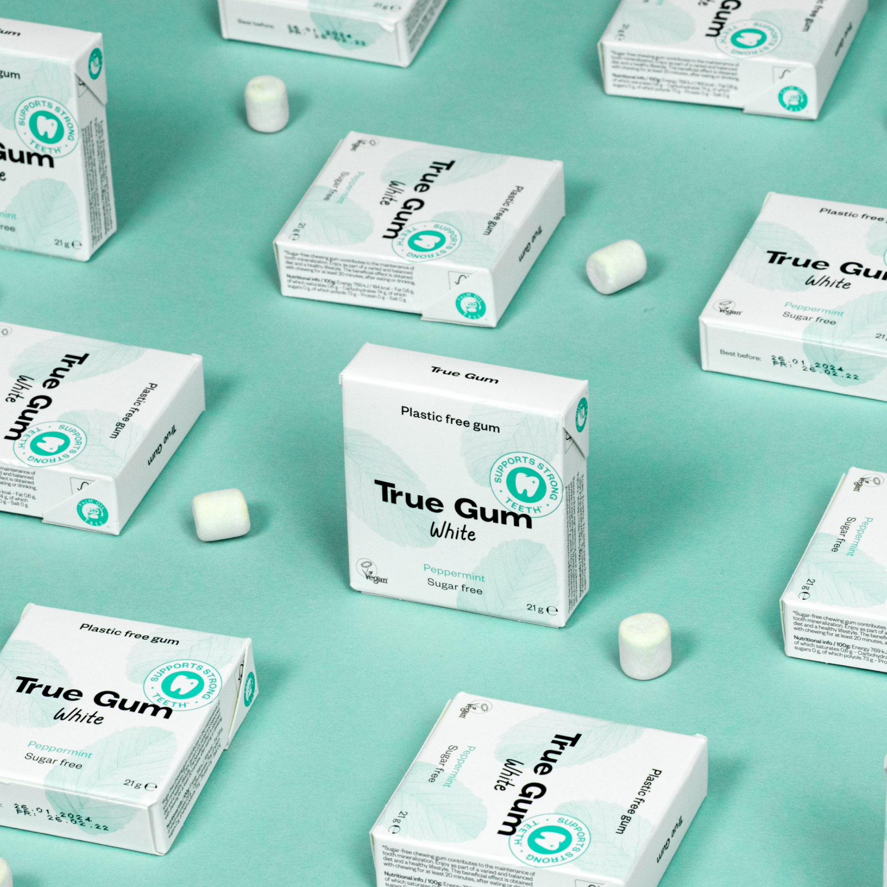 True Gum Plastic & Sugar Free Gum Single Pack (21g) Or A Box Of 24, Wh ...