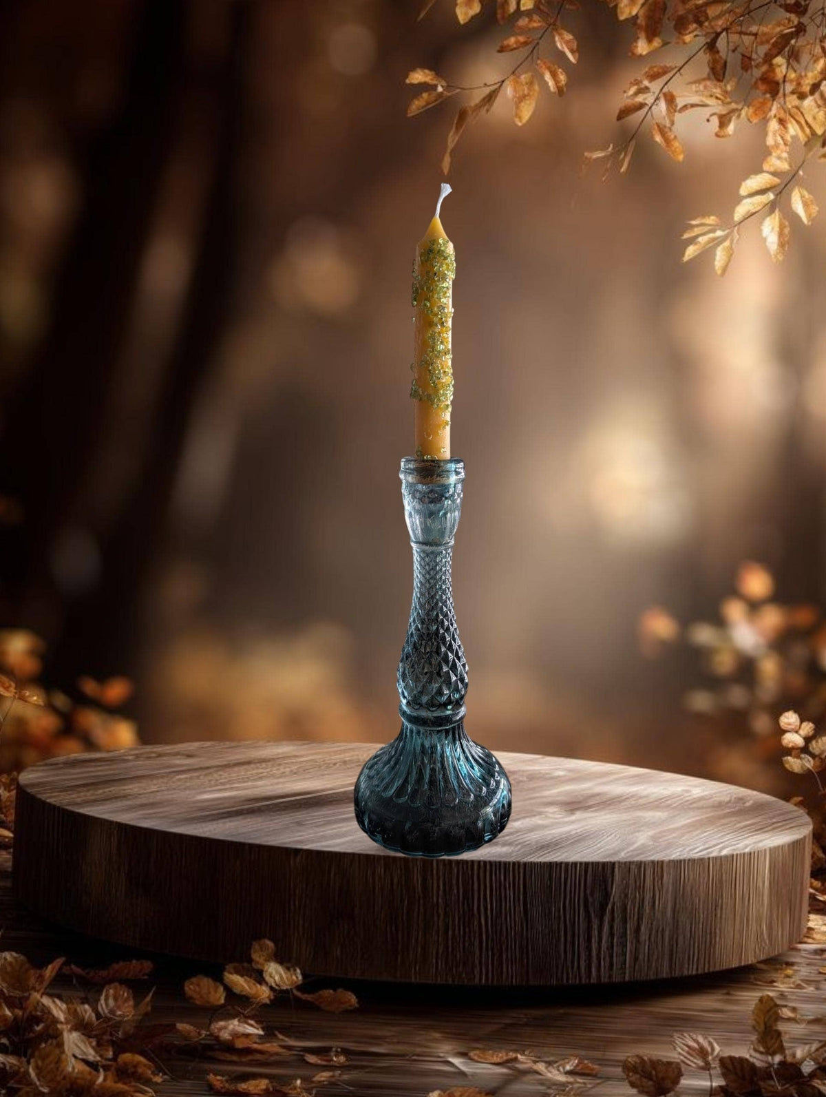 Soulforest Healing Peridot Beeswax Dinner Candle Pair 6 Hour Burn, Prosperity & Abundance
