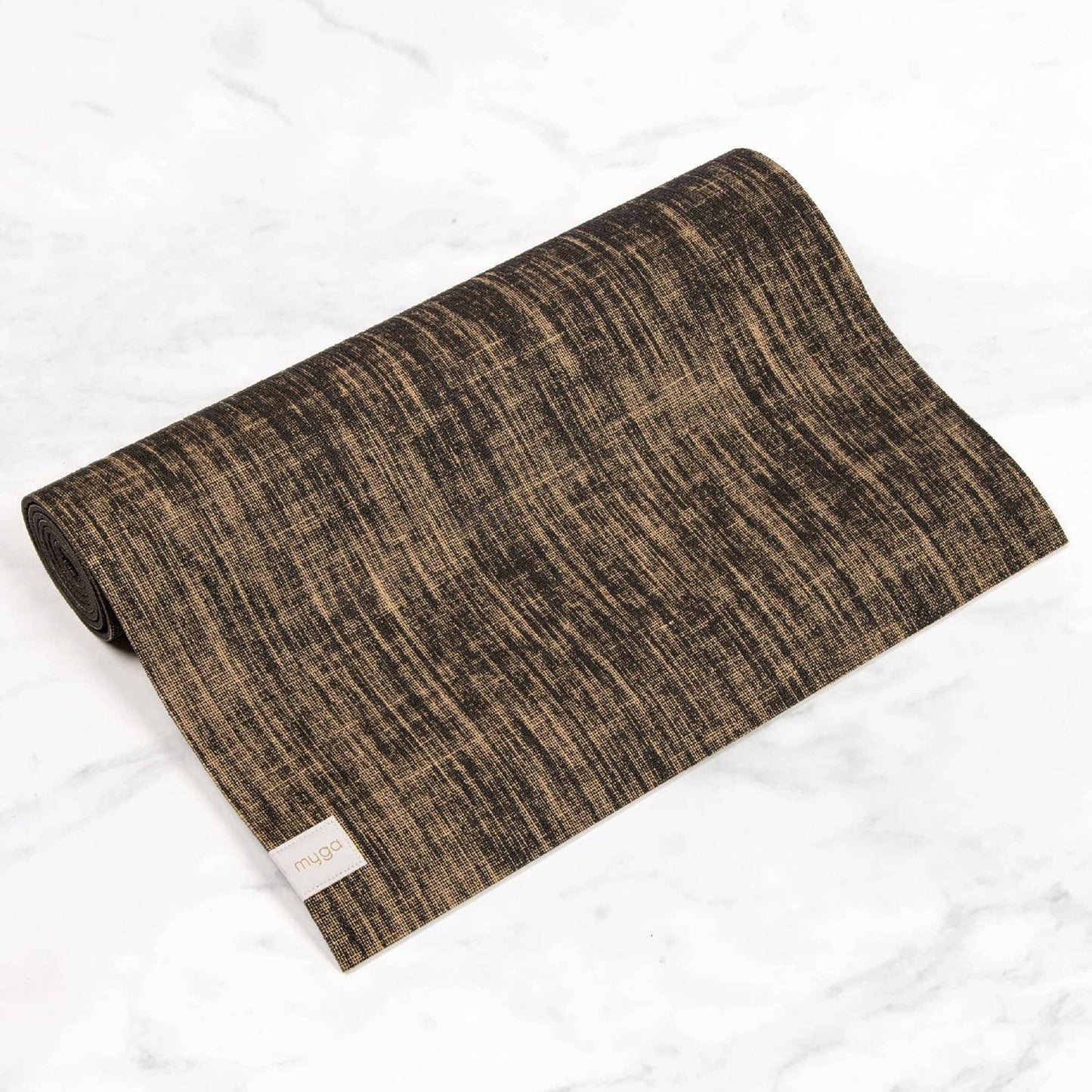 Myga Jute Yoga Mat 183cm × 61cm, Natural Black Pattern