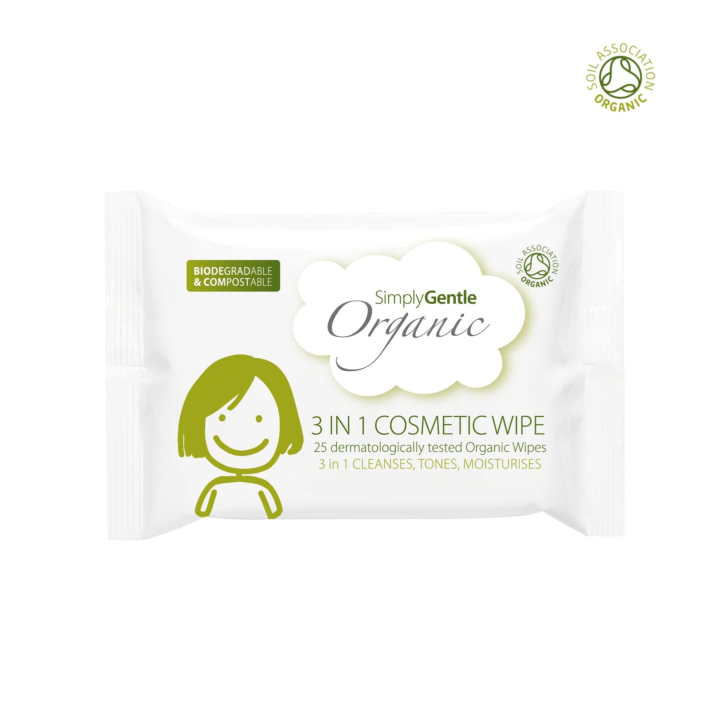 Simply Gentle 3 In 1 Cosmetic Wipes; Cleanses, Tones, Moisturises 25 Pack