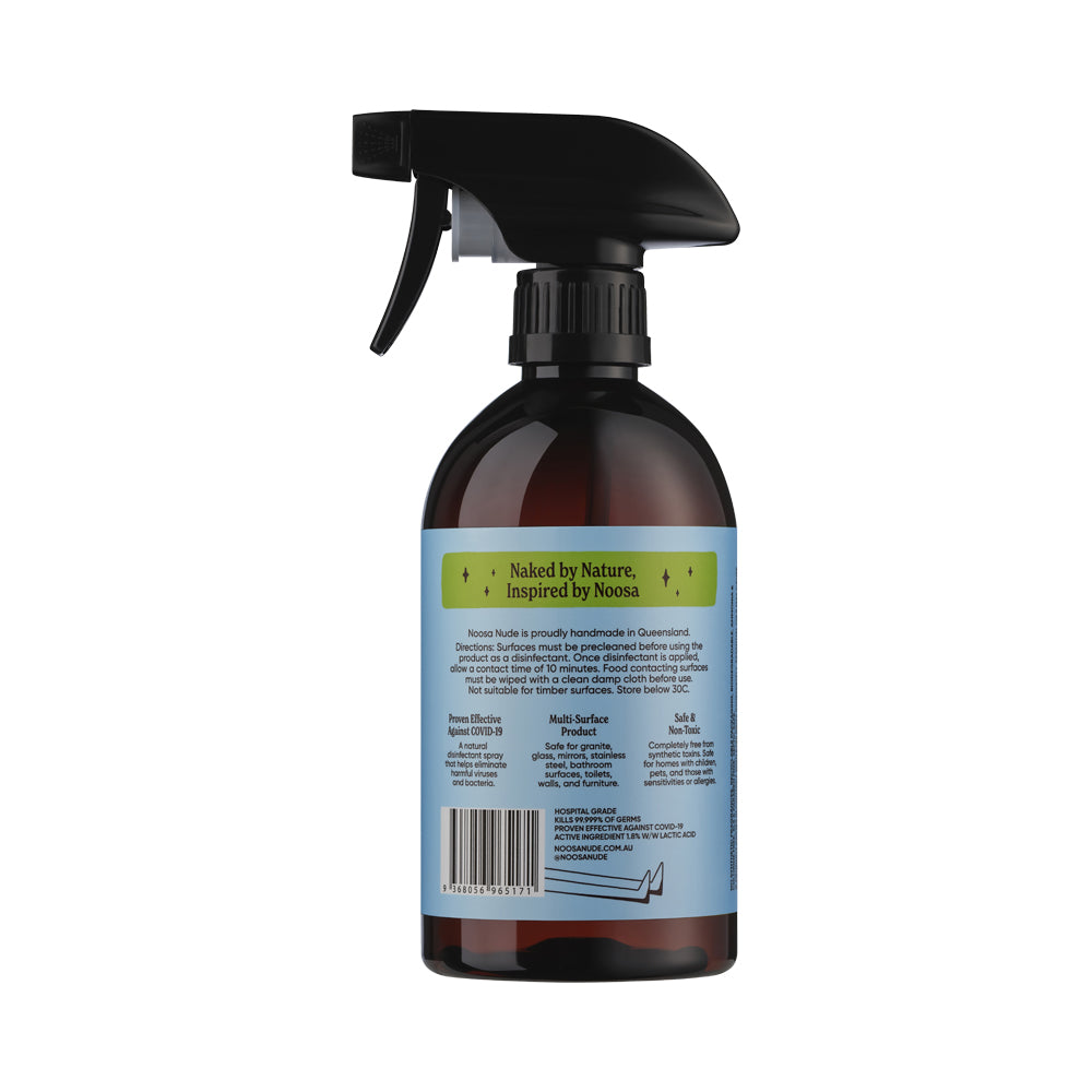 Noosa Nude Disinfectant Spray With Tea Tree & Eucalyptus Oils 500mL, Naturally Antibacterial