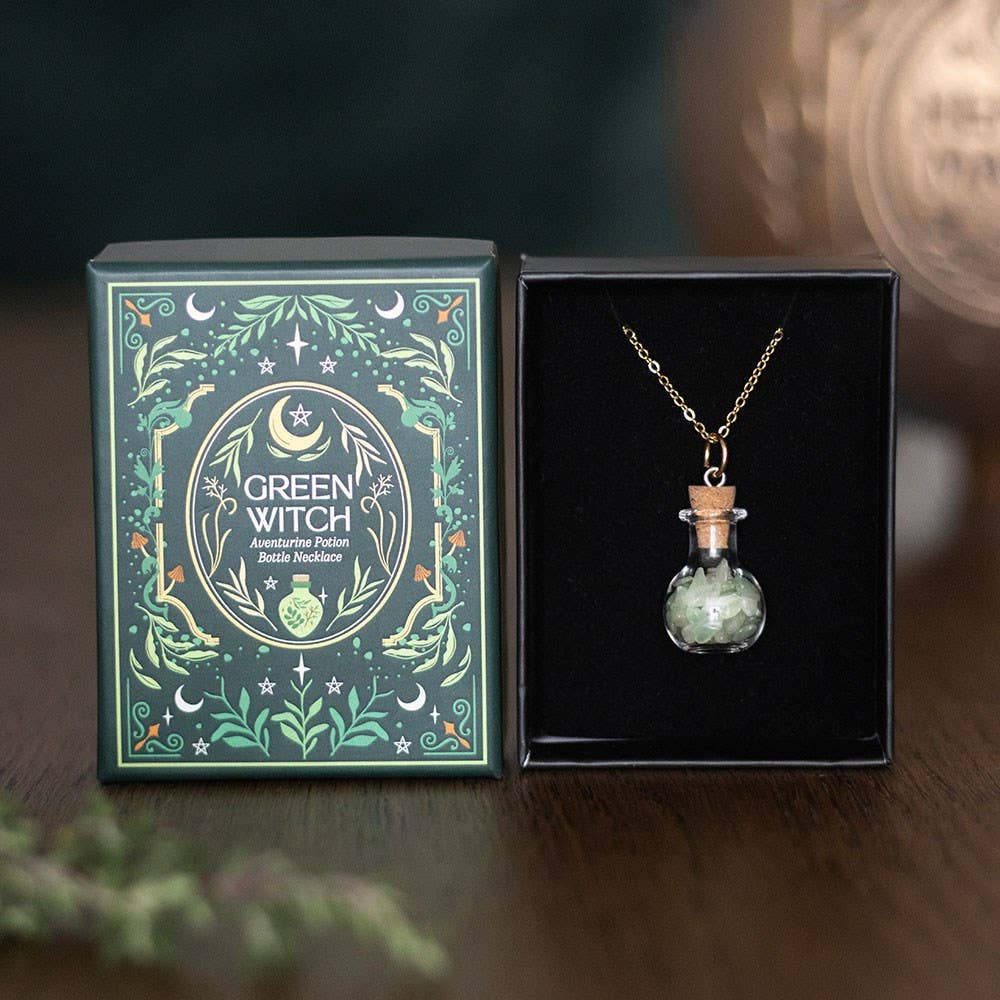 Green Witch Aventurine Potion Bottle Necklace, Carry A Little Earth Magic!