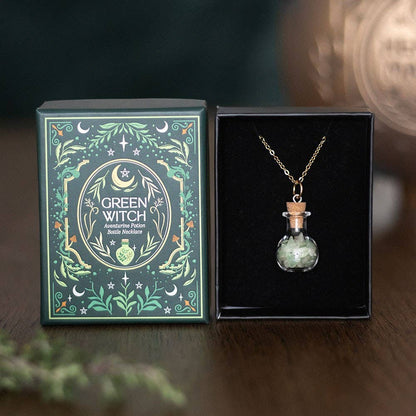 Green Witch Aventurine Potion Bottle Necklace, Carry A Little Earth Magic!