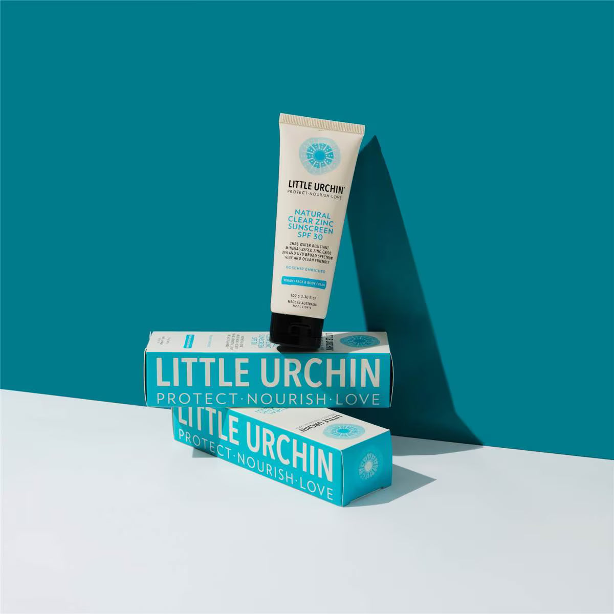 Little Urchin Natural Clear Zinc Sunscreen SPF 30+ 100g, 2 Hours Water Resistant  & Fragrance Free