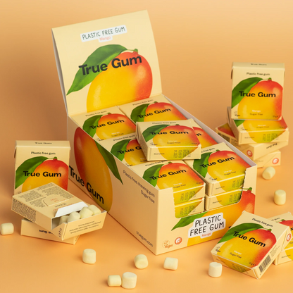 True Gum Sugar Free Gum, Single Pack (21g) Or A Box Of 24, Mango Flavour Plastic Free Packaging