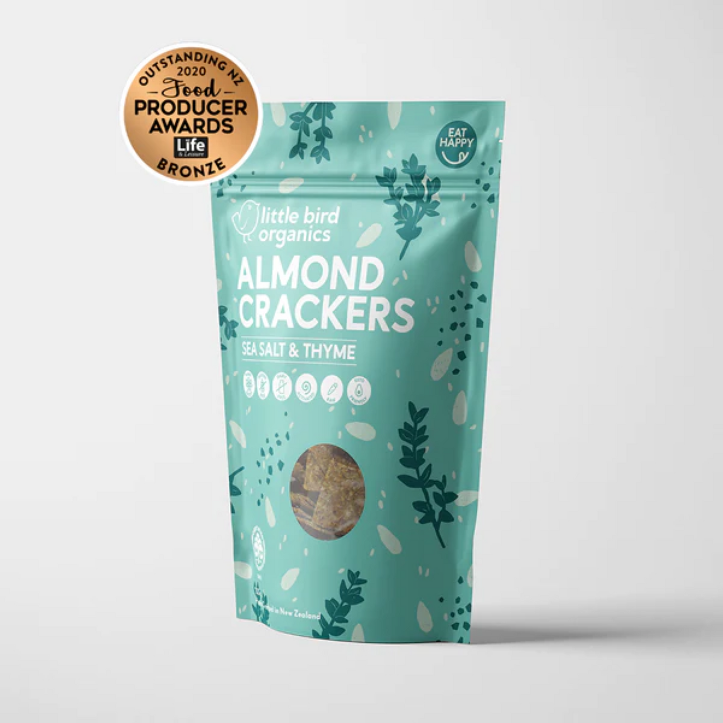 Little Bird Organics Activated Almond Crackers 100g, Sea Salt & Thyme Flavour