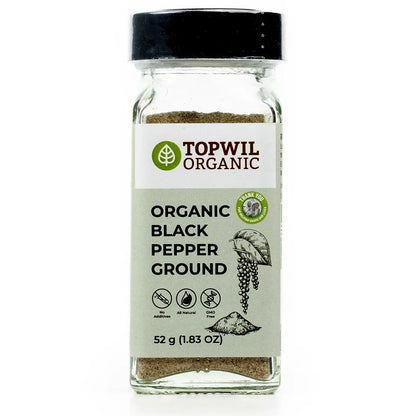 Topwil Organic Black Pepper Ground 52g, For All Your Cooking Needs