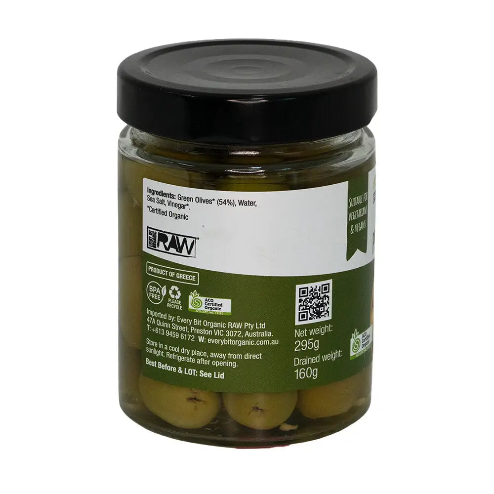 Every Bit Organic Green Whole Organic Olives 300g, Product Of Greece