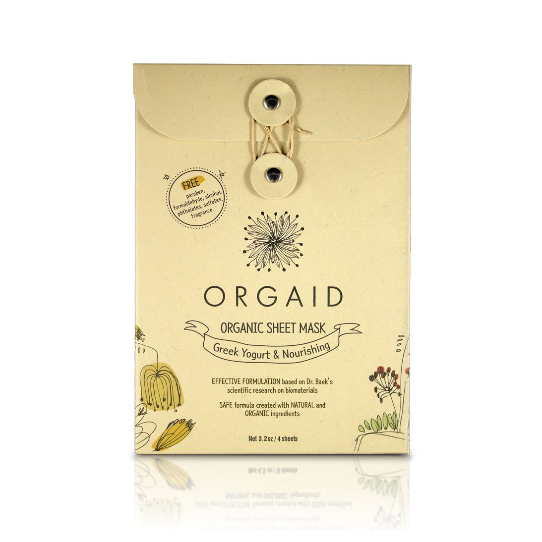 Orgaid Organic Sheet Mask Single, 4 Pack Or 12 Pack, Greek Yogurt & Nourishing