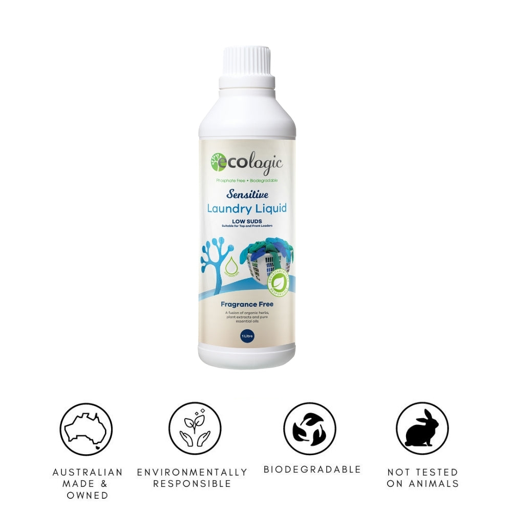 Ecologic Laundry Liquid 1L, Sensitive Fragrance Free