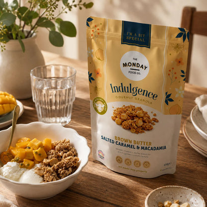 The Monday Food Co. Indulgence Gourmet Granola 300g, Brown Butter Salted Caramel & Macadamia