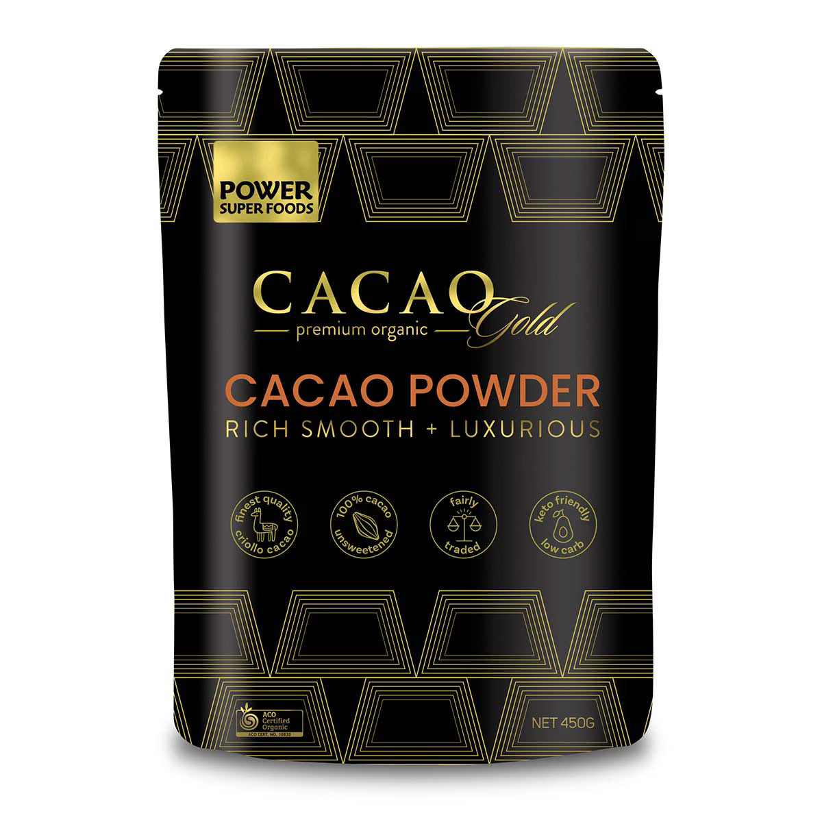 Power Super Foods Cacao Gold Powder 225g Or 450g, Certified Organic & Keto Friendly
