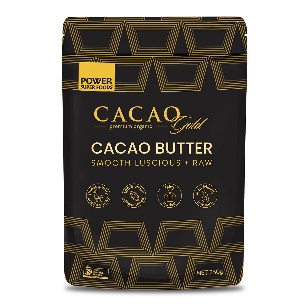 Power Super Foods Raw Certified Organic Cacao Butter CHUNKS Cacao Gold 250g Or 500g, Edible & Cold Pressed