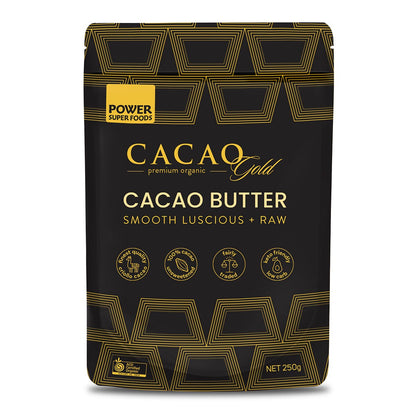 Power Super Foods Raw Certified Organic Cacao Butter CHUNKS Cacao Gold 250g Or 500g, Edible & Cold Pressed