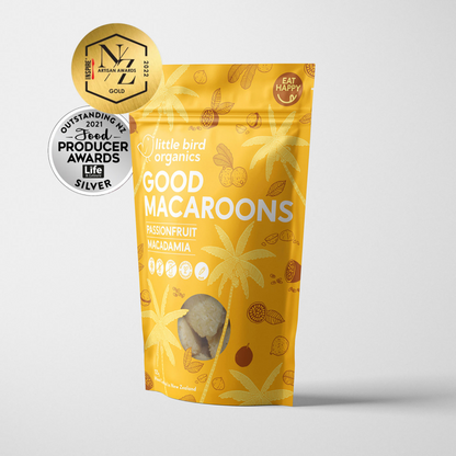 Little Bird Organics Good Macaroons 125g, Passionfruit & Macadamia Flavour