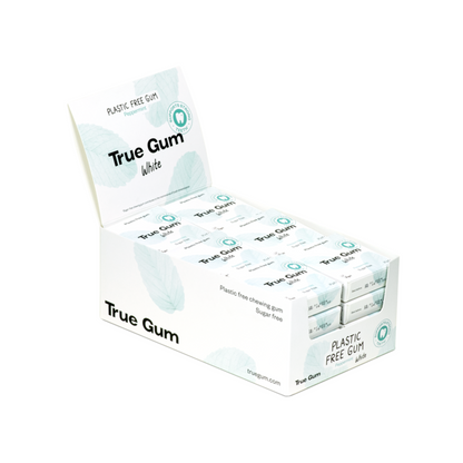 True Gum Plastic & Sugar Free Gum Single Pack (21g) Or A Box Of 24, White Peppermint Flavour