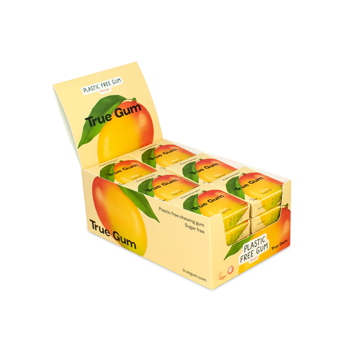 True Gum Sugar Free Gum, Single Pack (21g) Or A Box Of 24, Mango Flavour Plastic Free Packaging