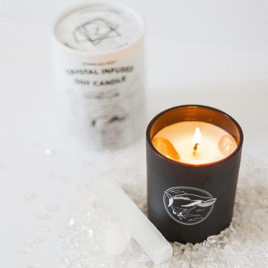 Summer Salt Body Crystal Infused Soy Candle, Clear Quartz X Coconut & Lime Fragrance