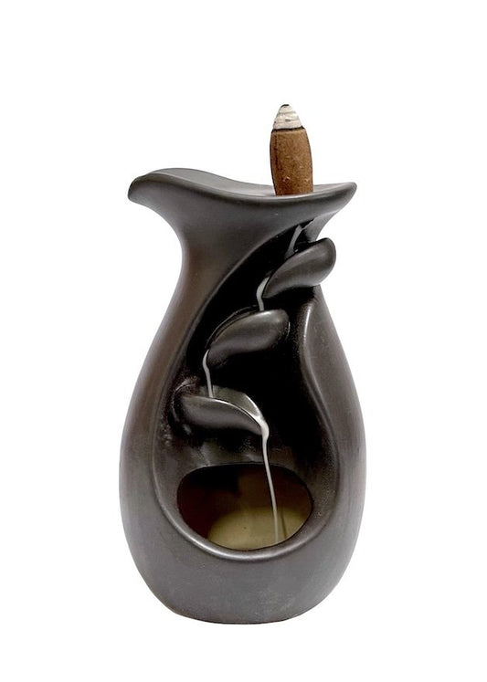 Tulsi Backflow Incense Holder Bottle Brown, Three Tiers For A Mesmerizing Waterfall Effect