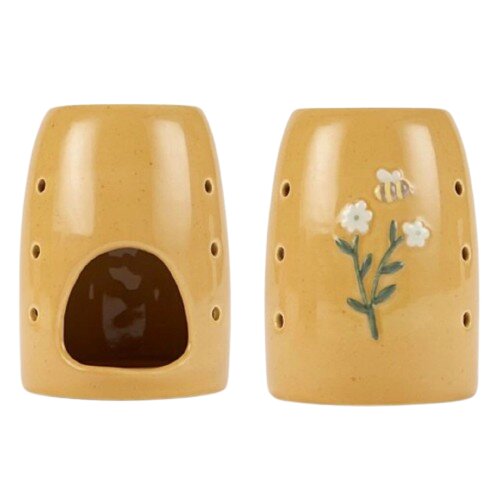 Tulsi Ceramic Yellow Oil Burner, Cute Flowers & Bee Design